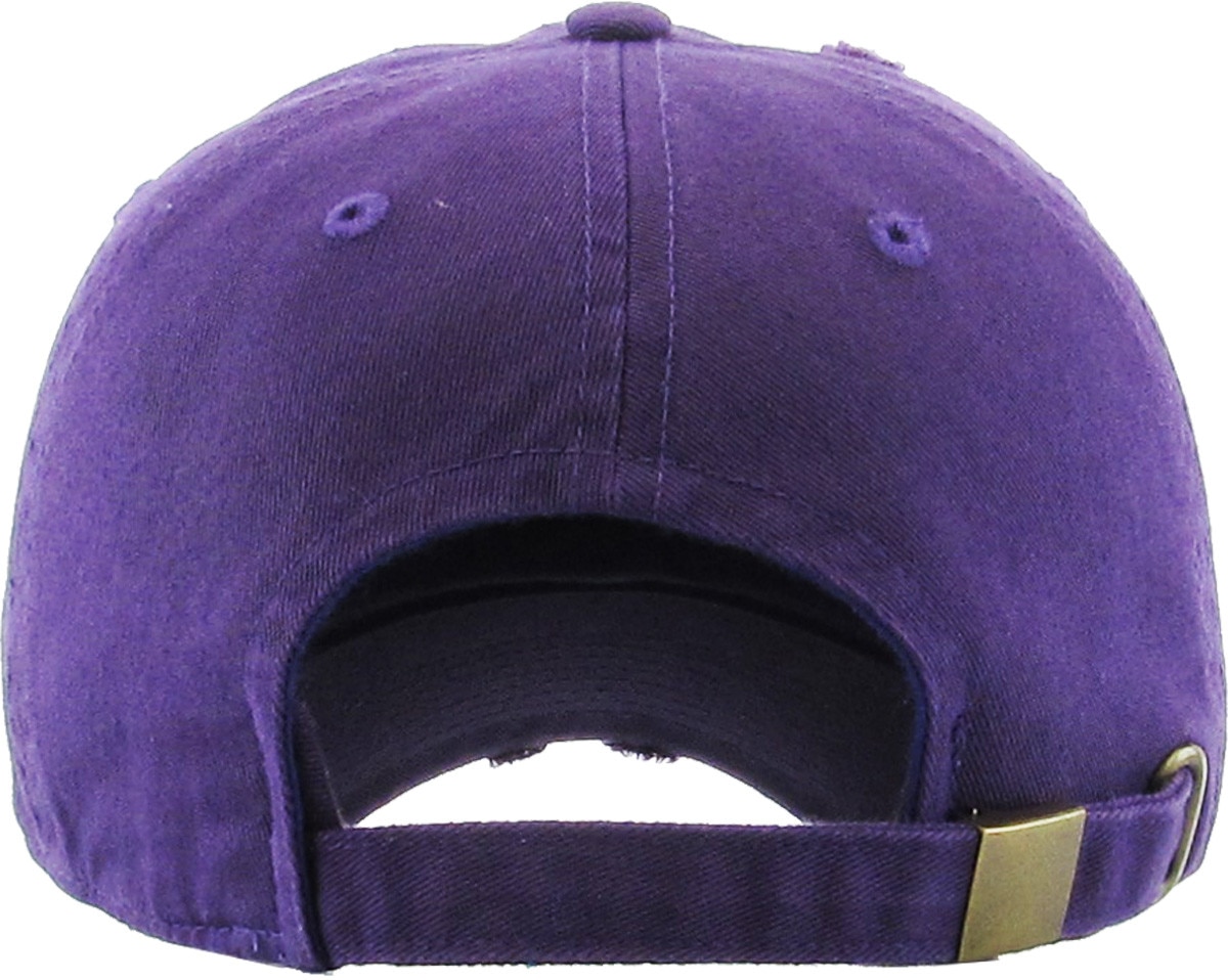 Purple Distressed Vintage Baseball Cap Back View